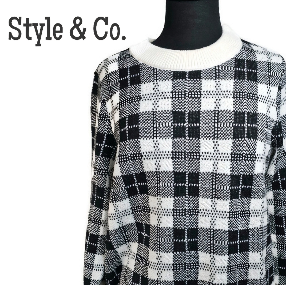 Style & Co. NWT Pullover Plaid Winter Sweater Size L
